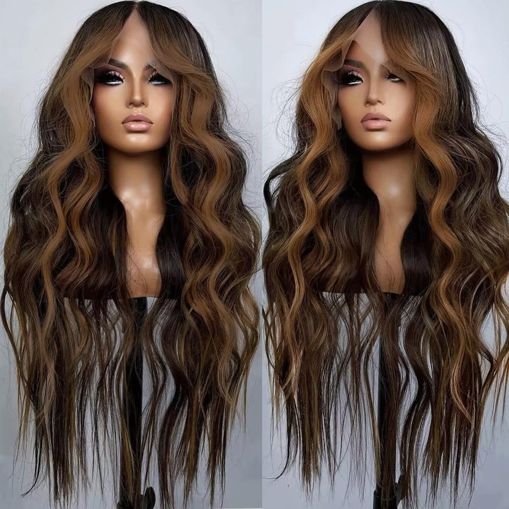 Elegant Long Wavy Brown Ombre Wig